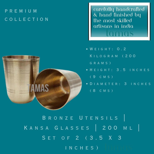 Tamas Bronze Utensils | Kansa Glasses | 2Set